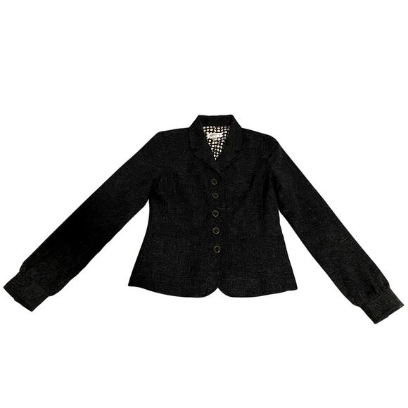 Isaac Mizrahi Womens Dark Grey Blazer Size 4 Whimsigoth Office Corpcore Jacket - Picture 1 of 15